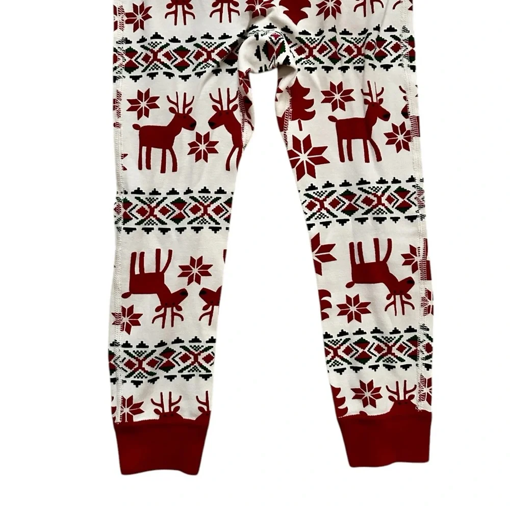 Hanna Andersson Red and White Reindeer Fair Isle Kids Pajamas